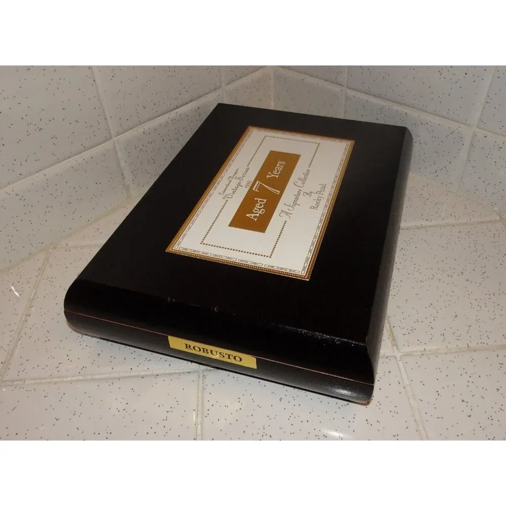 Vintage Rocky Patel Black Wood Cigar Box trinket box stash box jewelry box